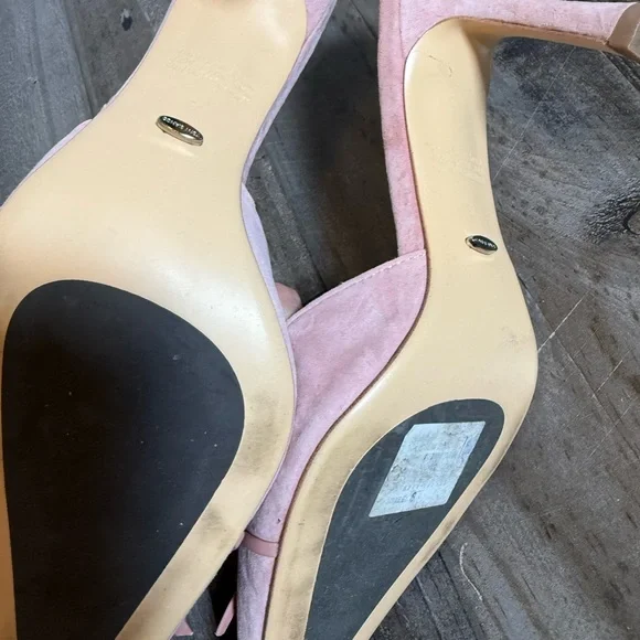 Tony Bianco Pink Suede Mule Heels Bow Grommet Pointed Toe Pumps - Picture 5 of 10